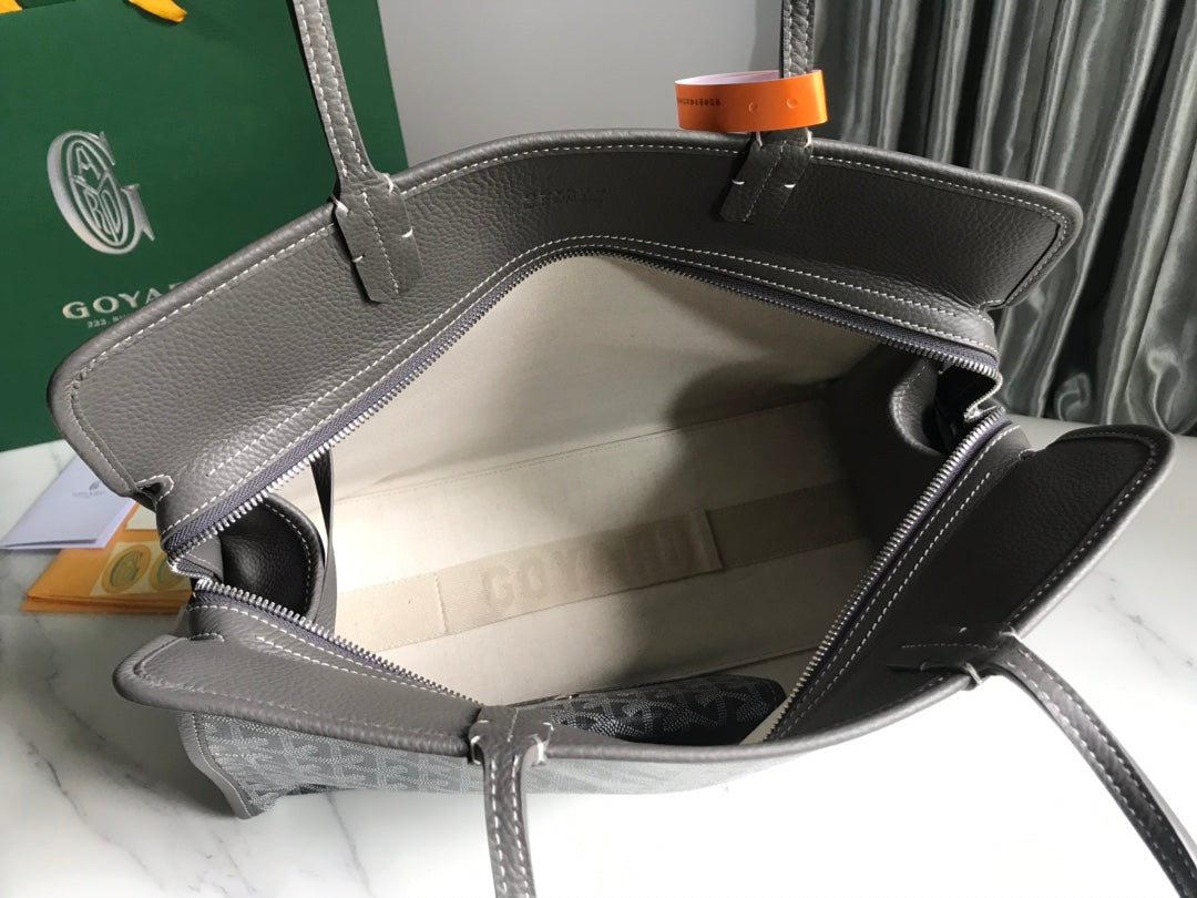 HARDY PM BAG 40 IN GRAY GOYARDINE CANVAS AND TAURILLON LEATHER TRIM