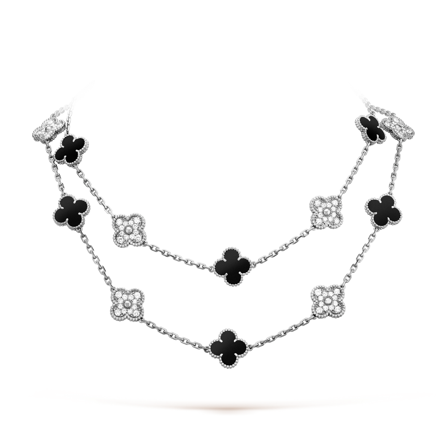 [AURORA]CLOVER 20 MOTIFS ONYX DIAMOND SILVER