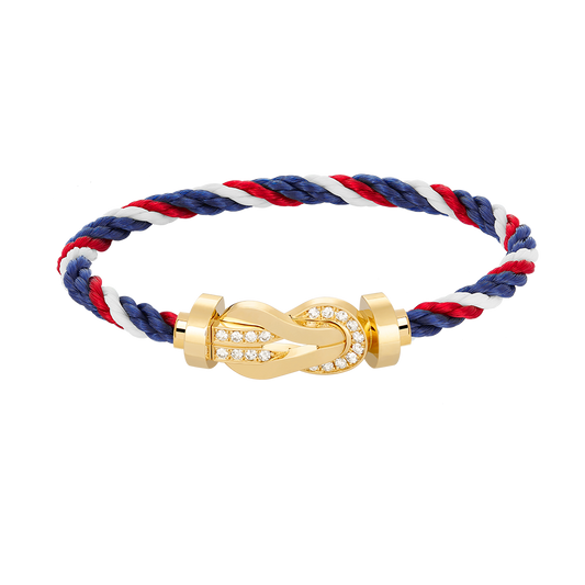 [AURORA]CHANCE LARGE 8 FIGURE BUCKLE HALF DIAMOND BRACELET GOLD