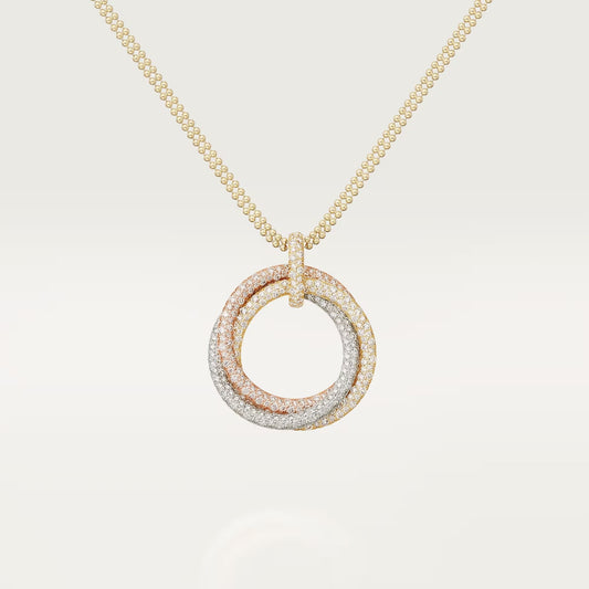 [AURORA]TRINITY LARGE FULL DIAMOND  NECKLACE