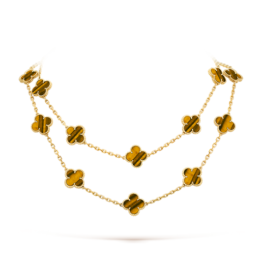 [AURORA]CLOVER 20 MOTIFS TIGER EYE ROSE GOLD