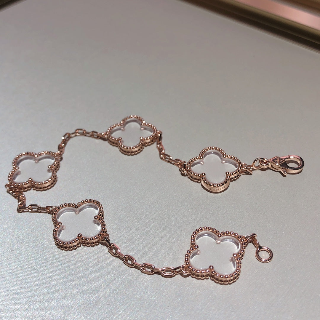 [AURORA]CLOVER 5 MOTIF ROCK CRYSTAL BRACELET