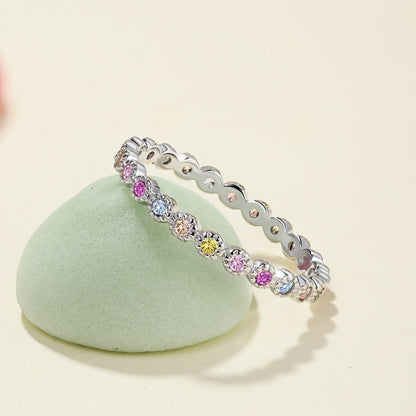 [AURORA]Radiant Sparkling Round Cut Daily Ring