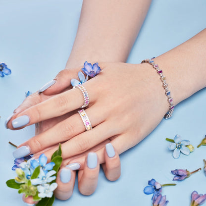 [AURORA]Dainty Kaleidoscopic Emerald Cut Daily Ring