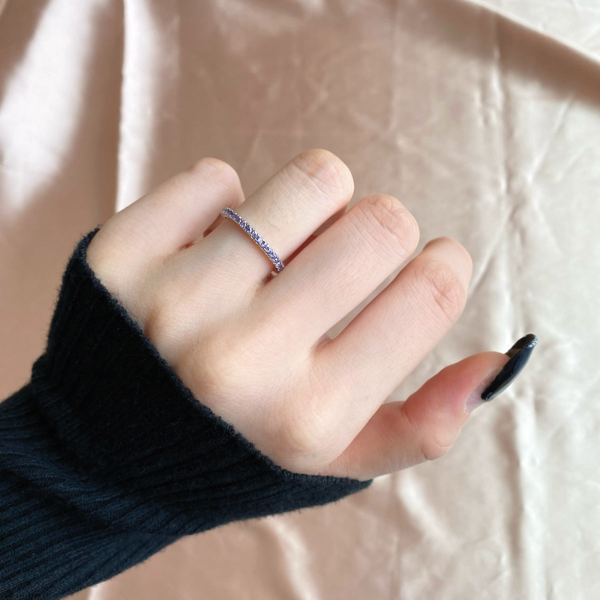 [AURORA]Delicate Sparkling Round Cut Daily Ring