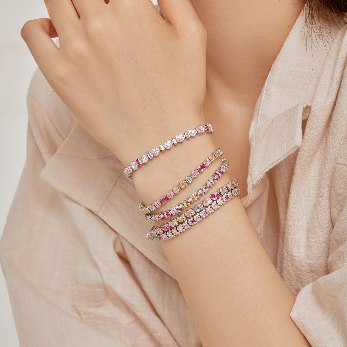 [AURORA]Delicate Colorful Emerald Cut Party Bracelet