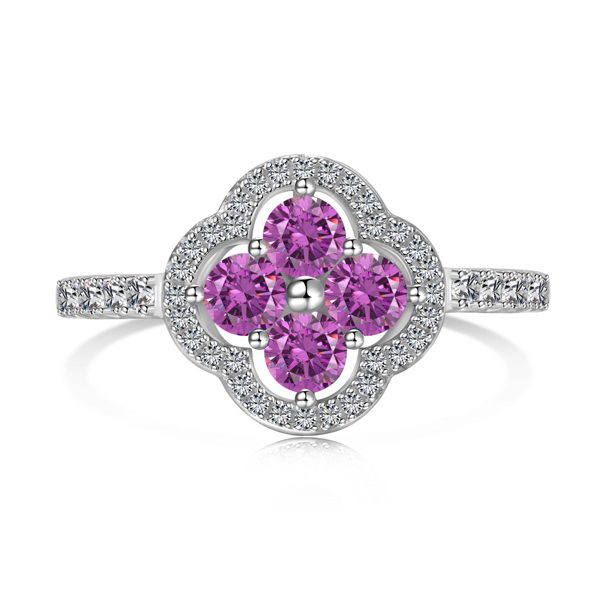 [AURORA]Four Leaf Clover Flower Design Ring
