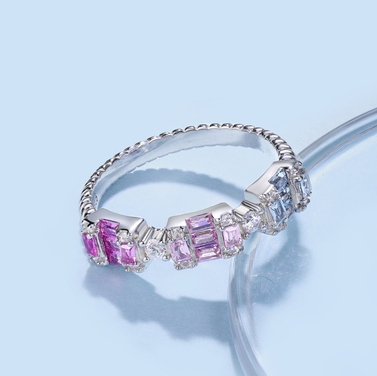 [AURORA]Unique Colorful Emerald Cut Party Ring