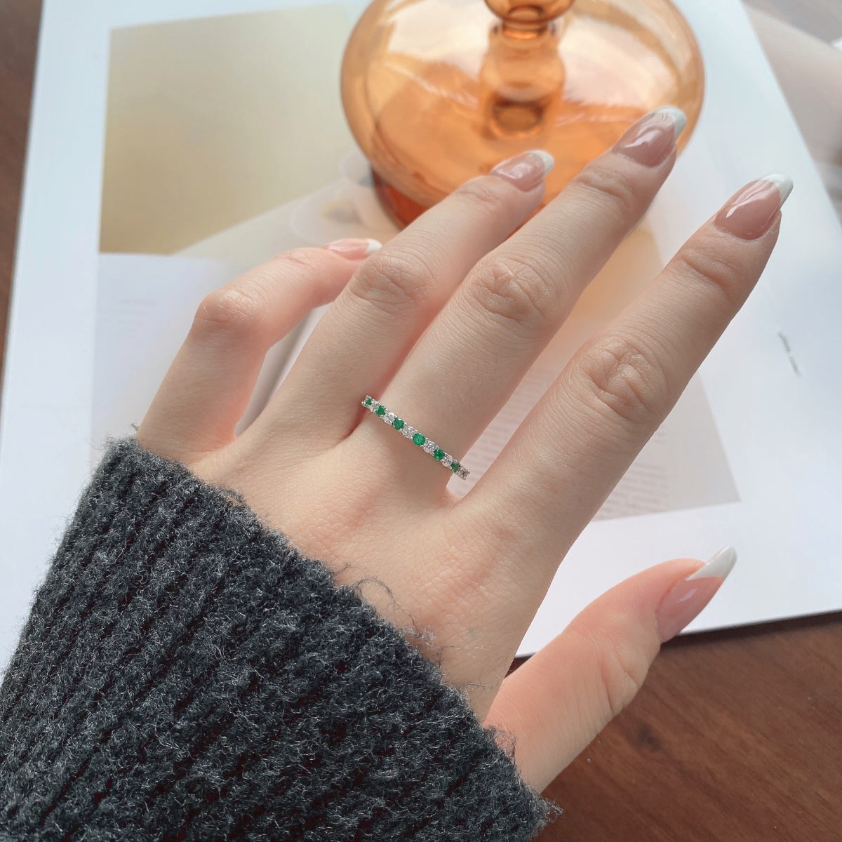 [AURORA]Exquisite Colorful Round Cut Tennis Ring
