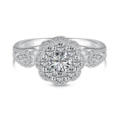 [AURORA]Delicate Colorful Round Cut Flower Shape Wedding Ring