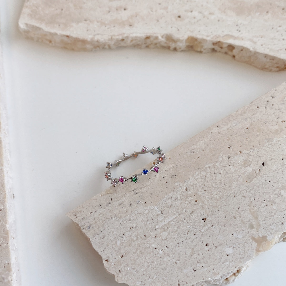 [AURORA]Radiant Colorful Round Cut Daily Ring