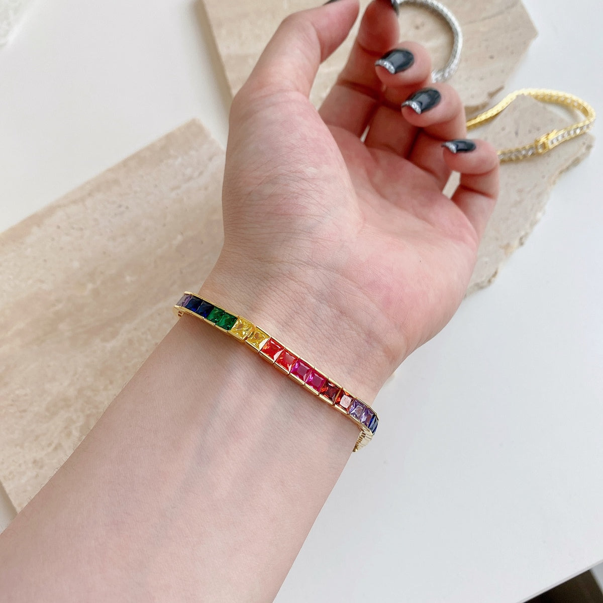[AURORA]Brilliant Square Cut  Bracelet