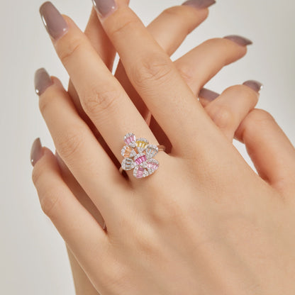 [AURORA]Sparkling Colorful Water Drop Shape Daily Ring