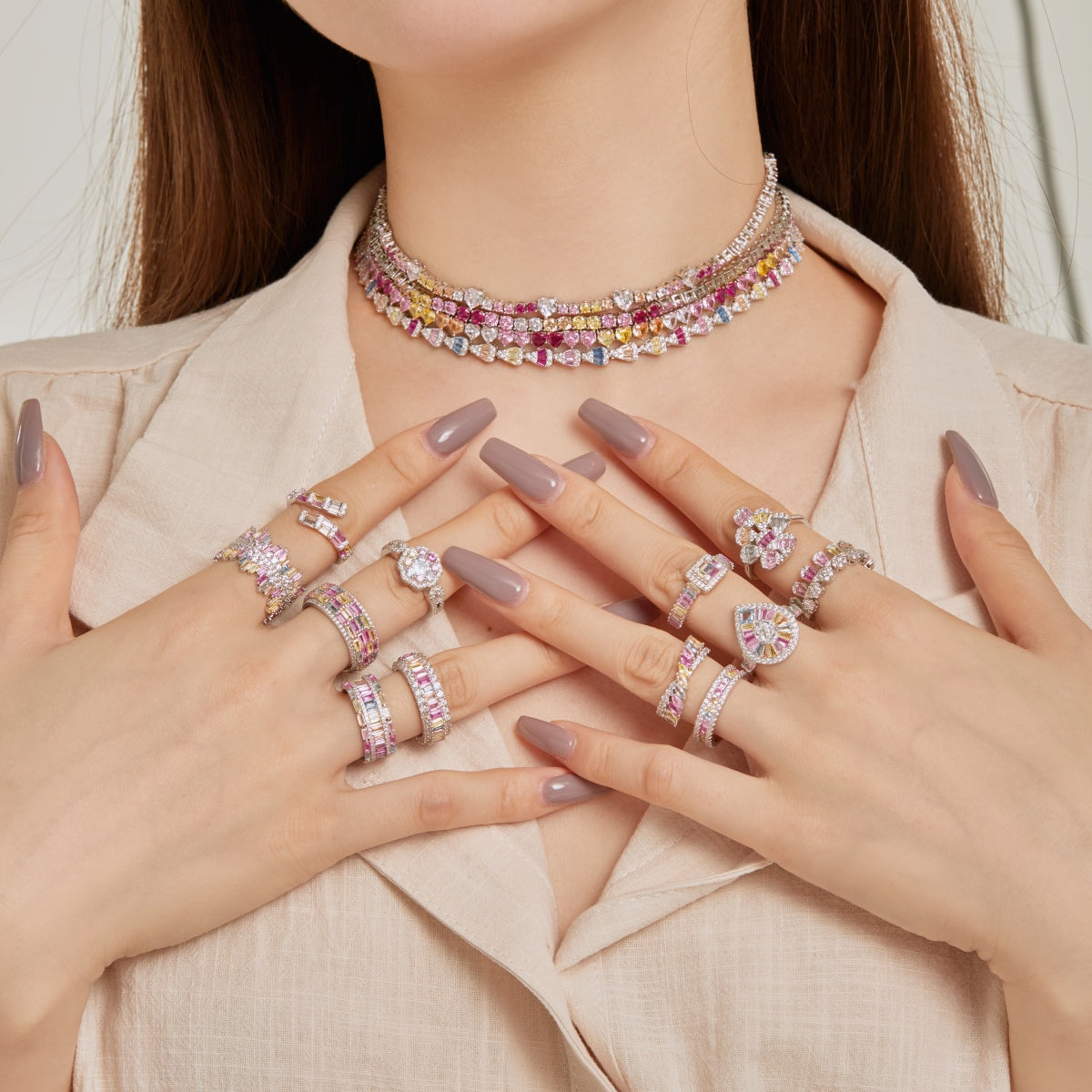 [AURORA]Sparkling Colorful Water Drop Shape Daily Ring