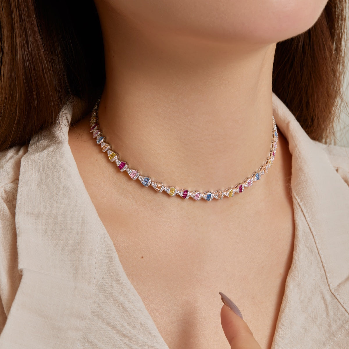 [AURORA]Radiant Colorful Rainbow Necklace