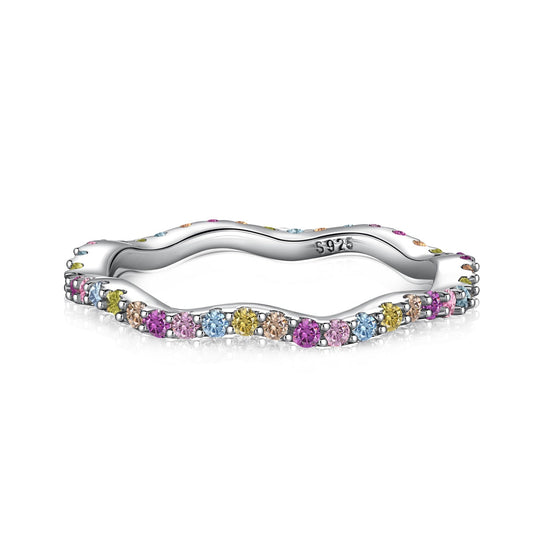 [AURORA]Dainty Colorful Round Cut Party Ring