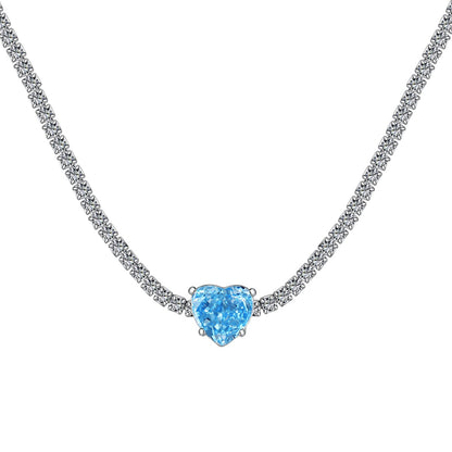 [AURORA]2.0 Carat Sparkling Tennis Heart Cut Necklace