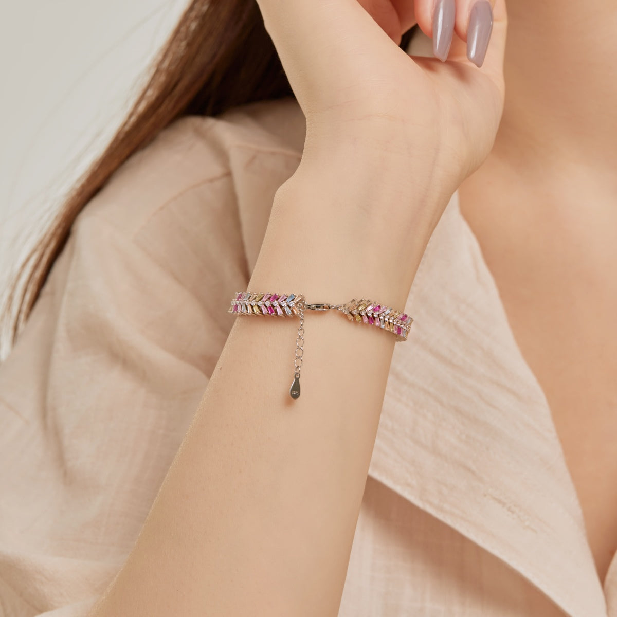[AURORA]Dainty Radiant Emerald Cut Daily Bracelet
