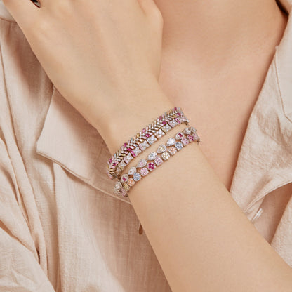 [AURORA]Delicate Colorful Emerald Cut Daily Bracelet