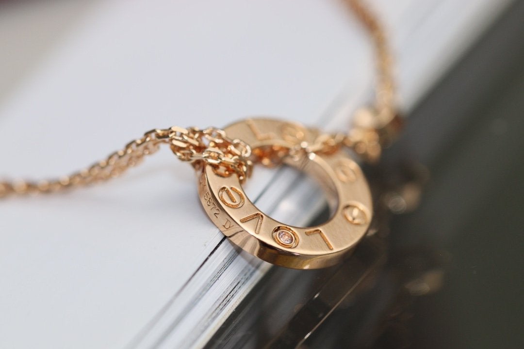 [AURORA]LOVE NECKLACE ADJUSTABLE ROSE GOLD 2 DIAMOND