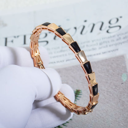 [AURORA]SERPENTI-ARMBAND ROSA GOLD ONYX