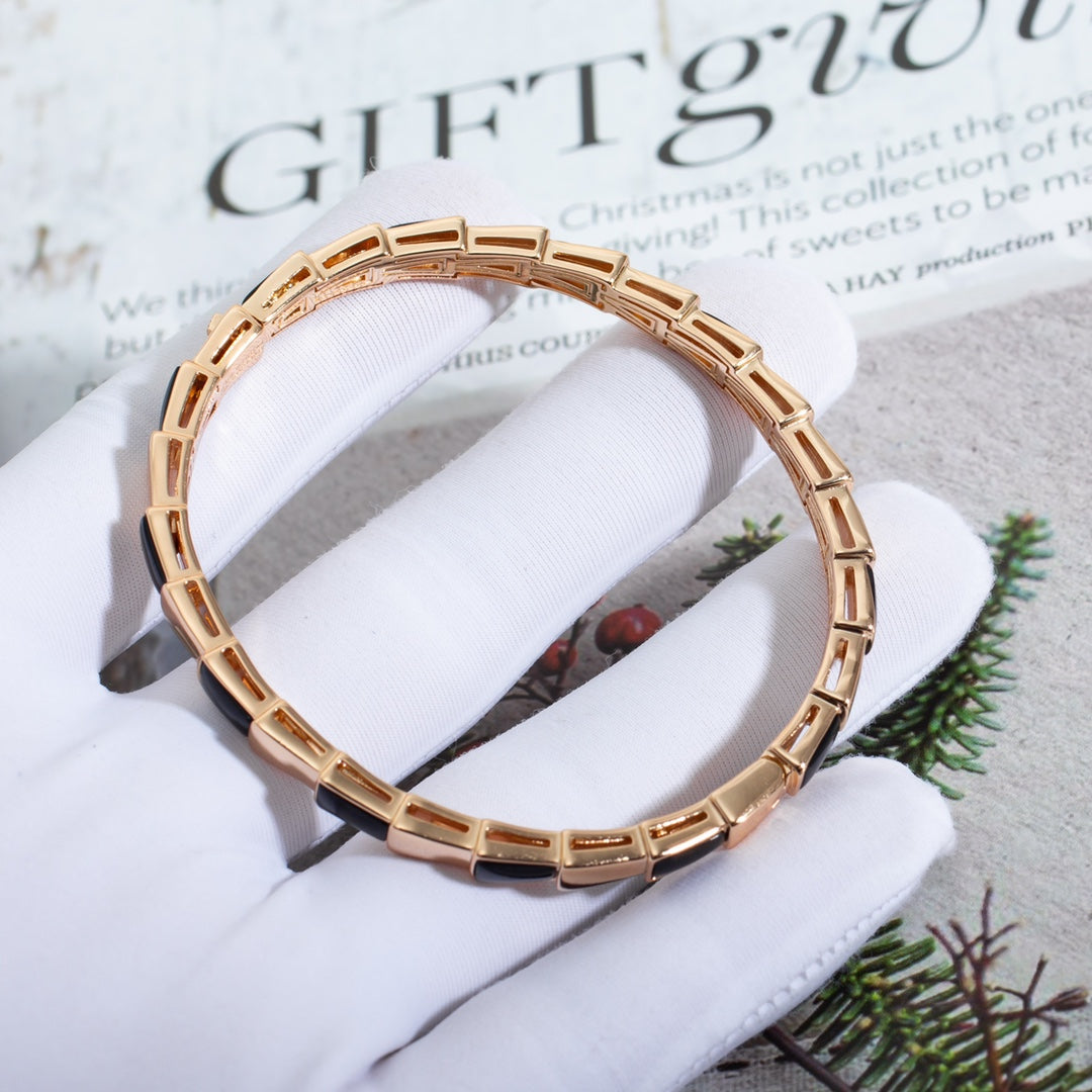 [AURORA]SERPENTI-ARMBAND ROSA GOLD ONYX