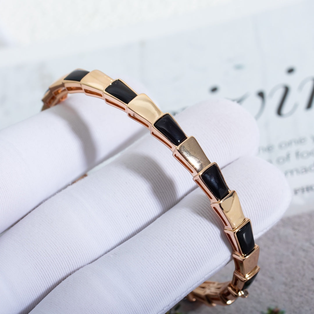 [AURORA]SERPENTI-ARMBAND ROSA GOLD ONYX