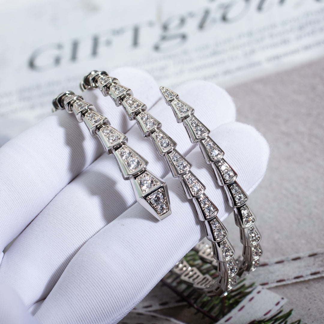 [AURORA]SERPENTI BRACELET SILVER DIAMOND DOUBLE ROW