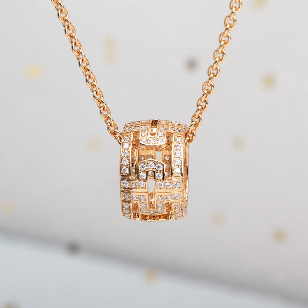 [AURORA]PARENTESI NECKLACE PINK GOLD DIAMOND