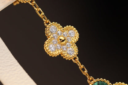 [basloveJW]CLOVER OHRRINGE GOLD MALACHIT DIAMANT 3 MOTIV