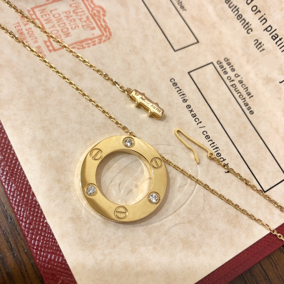 [AURORA]LOVE NECKLACE 16MM 3 DIAMONDS