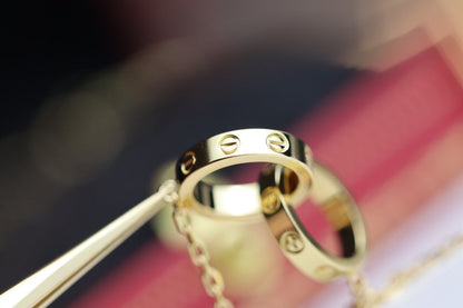 [AURORA]LOVE NECKLACE DOUBLE RING GOLD