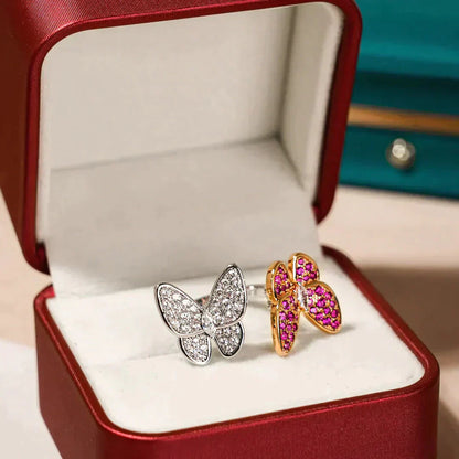 [AURORA]TWIN BUTTERFLY DIAMOND RING