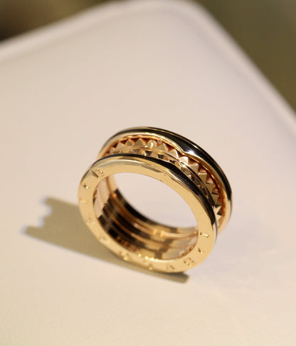 [AURORA]ZERO 1 PINK GOLD BLACK CERAMIC RING