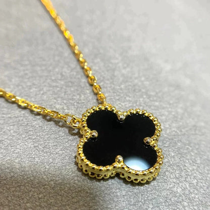 [basloveJW]CLOVER 15MM SCHWARZER ONYX EINZELNE BLUMENKETTE