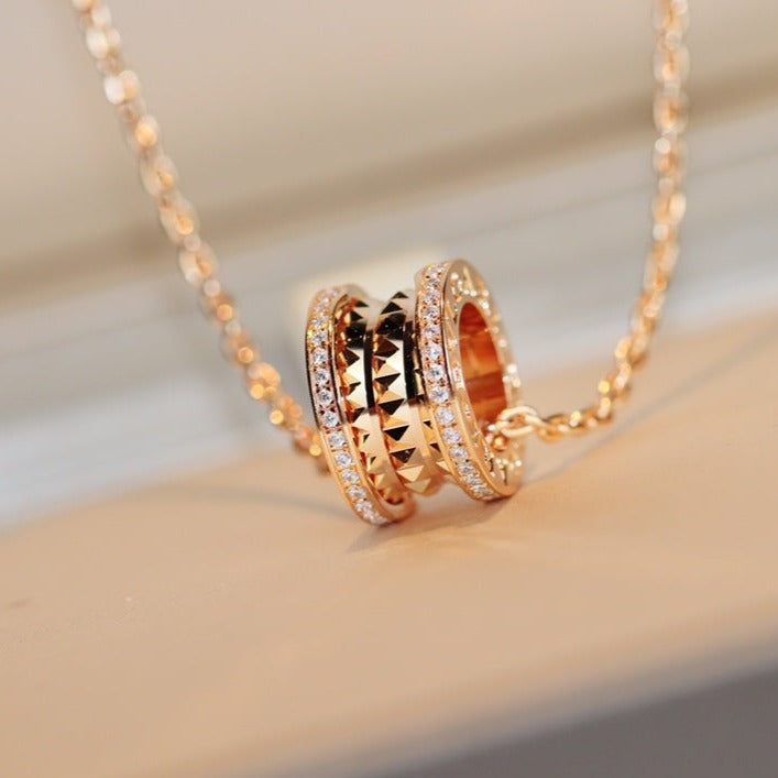 [AURORA]ZERO 1 ROCK PEDANT PINK GOLD NECKLACE