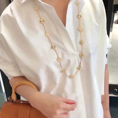 [basloveJW]クローバー 20モチーフ レーザーダイヤモンドネックレス