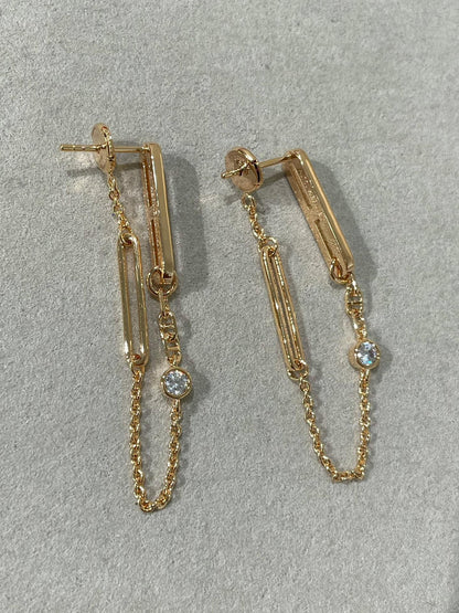 [AURORA]チェーンカオスダイヤモンドドロップピアス