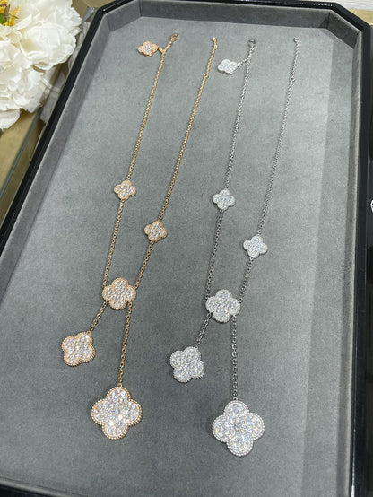 [basloveJW]Halskette mit Kleeblattmotiv und Diamanten