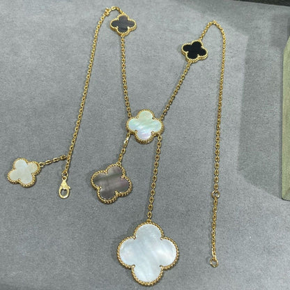 [basloveJW]CLOVER 6 MOTIV MOP ONYX GOLD HALSKETTE 