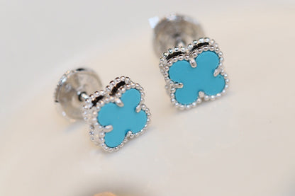 [AURORA]CLOVER MINI TURQUOISE SILVER STUD EARRINGS