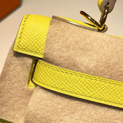 HM KELLY 25CM LIME EPSOM LEATHER GOLD HARDWARE