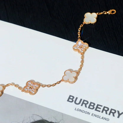 [AURORA]CLOVER WHITE PEARL MOP 5 MOTIF BRACELET COLLECTION
