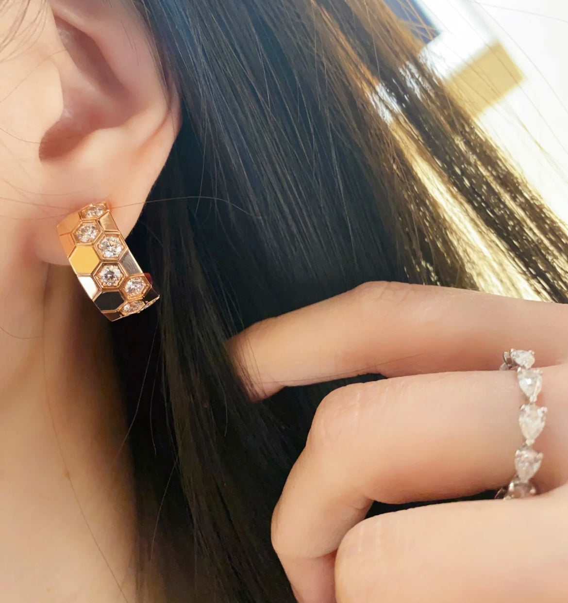 [AURORA]ビーラブ ダイヤモンド フープピアス