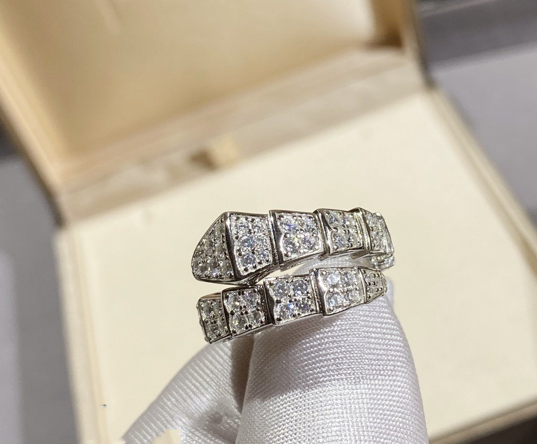 [AURORA]SERPENTI RING SILVER DIAMOND PAVED