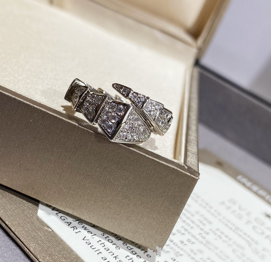 [AURORA]SERPENTI LARGE RING SILVER DIAMOND PAVED