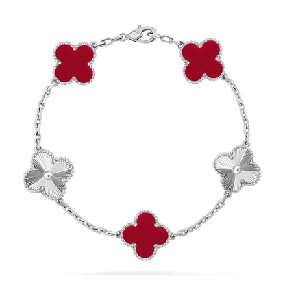 [AURORA]CLOVER 5 MOTIF RED CORNELIAN BRACELET COLLECTION