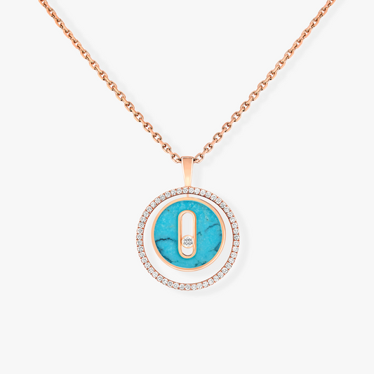 [AURORA]LUCKY MOVE 1 DIAMOND TURQUOISE PINK GOLD DIAMOND NECKLACE