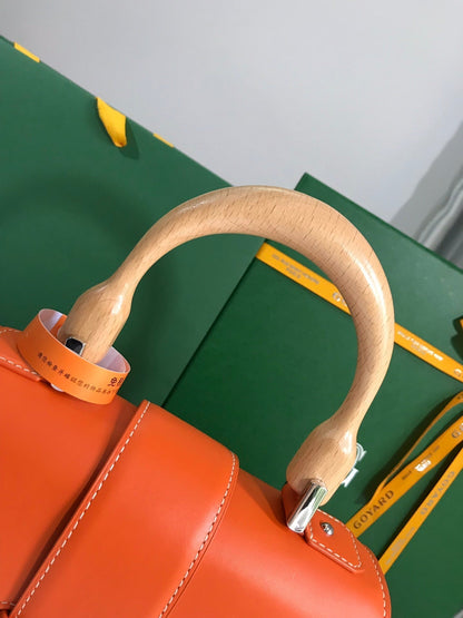 SAÏGON PM BAG 28 IN RED ORANGE GOYARDINE CANVAS AND CALFSKIN