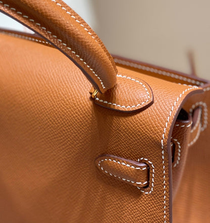 KELLY MINI 20 BAG IN BRONZE BROWN CALFSKIN WITH GOLD HARDWARE (MADE-TO-ODER)